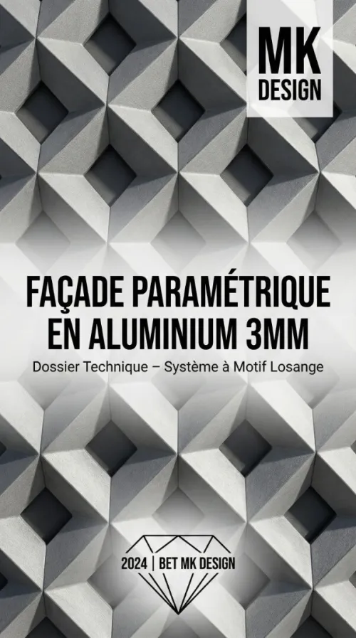 étude et réalisation de Façade secondaire en Aluminium Paramétrique