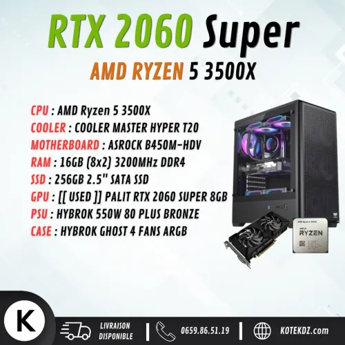 [[ PROMO ]] CONFIG PC GAMER - RYZEN 5 3500X / RTX 2060 SUPER 8GB / 16GB RAM DDR4 / 256GB SSD
