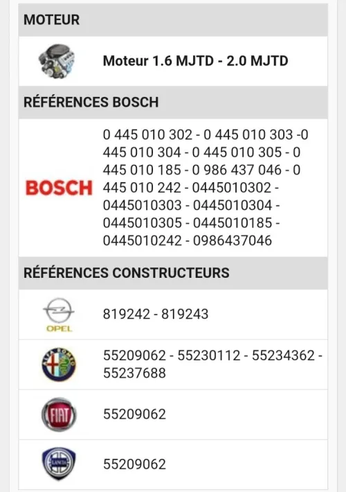 Pompe à haute pression BOSCH CP1  () FIAT ALFA LANCIA OPEL