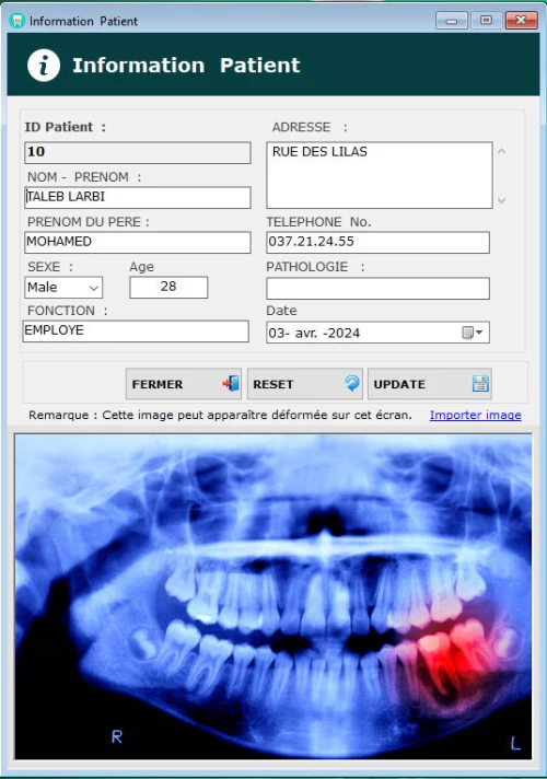 Logiciel de gestion cabinet dentaire - برنامج إدارة عيادة طب الأسنان