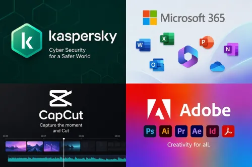 Antivirus Kaspersky /microsoft office 365 compte/capcut /adobe creative cloud /chatgpt