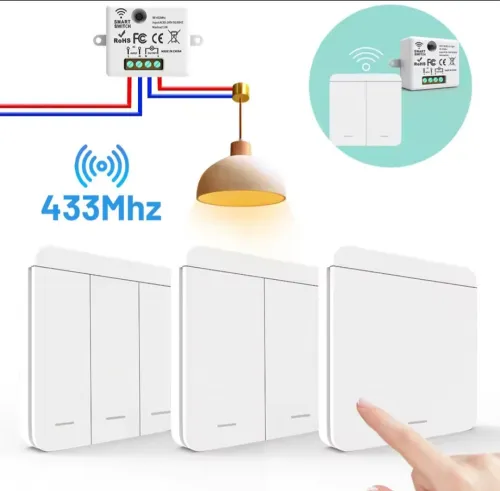 Joli mural interrupteur sans fil RF433, 1ou 2 boutons, pour ampoule et lustre, 10A 110V 220V,