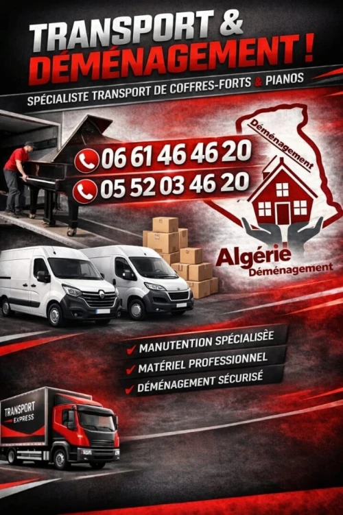 نقل والترحيل الاثاث في كل الاتجاهات déménagement tout destination