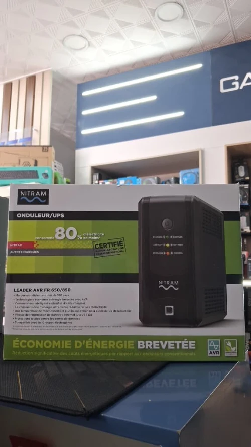 Onduleur NITRAM LEADER AVR 650VA / 360W  In Line Tour (3 prises FR)