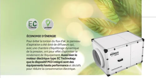 UNITÉS DE VENTILATION ETDE PURIFICATION ÉQUIPÉES DE TECHNOLOGIE  PHOTOCATALYTIQUE
