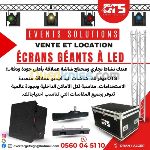 Vente et Conception et fabrication sur mesure d'écrans géants à LED.