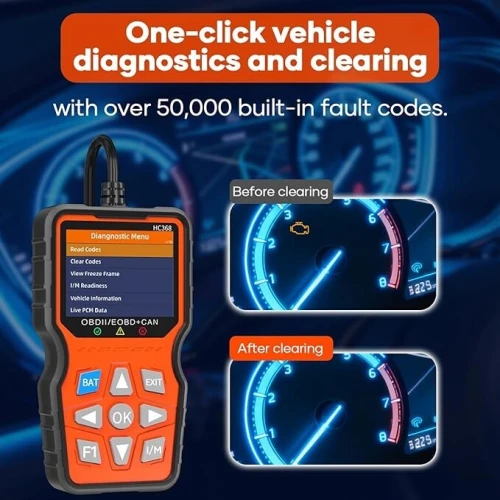 OBD2 Valise Diagnostic Français Auto Multimarque, Outils Diagnostics Système Moteur OBD-II Boitier EOBD Complet de Batterie Lecteur pour VW, Audi et Tous Les Véhicules OBD 2 dès 2003, Noir