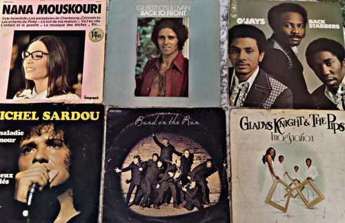 مجموعة أسطوانات فونوغراف قديمة (فينيل) - Vinyles Vintage