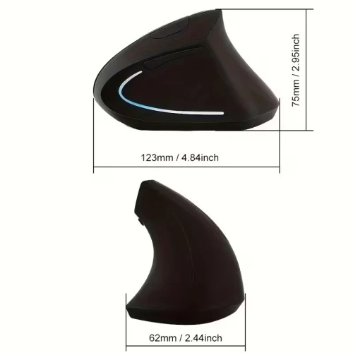 Souris verticale ergonomique sans fil 2,4 GHz, optique