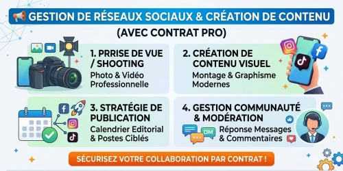 Gestion de Réseaux Sociaux & Création de Contenu (Avec Contrat)