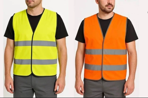 Gilet fluorescent orange/jaune sérigraphie disponible