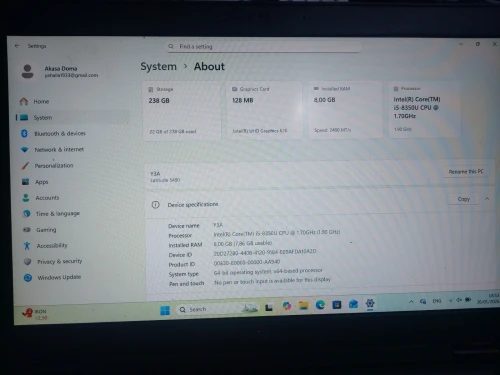 Dell Latitude 5490 i5 8ème gen 8GB Ram 256GB ssd