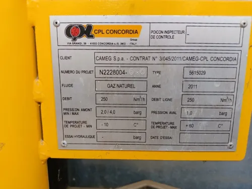 Poste de GAZ 250M3/H