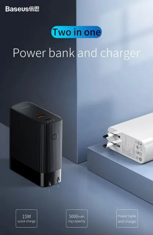 BASEUS POWER BANK ET TRAVEL CHARGER 15W / 5000MAH