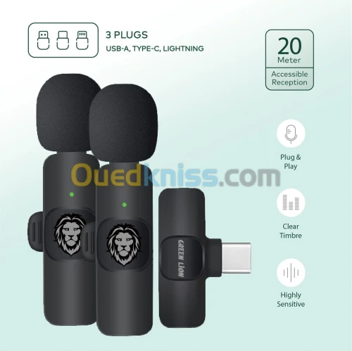 MICROPHONE GREEN LION 3 IN 1 WIRELESS