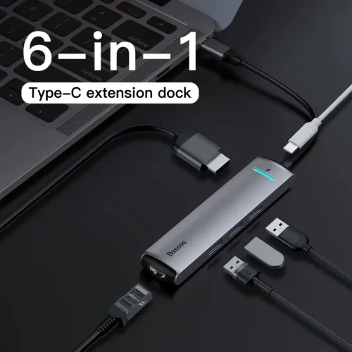 BASEUS CAHUB-J0G TYPE C HUB 6 IN 1