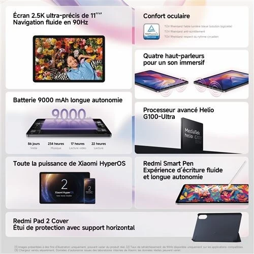 XIAOMI REDMI PAD 2 4/128GB WIFI AVEC ETUI DE PROTECTION