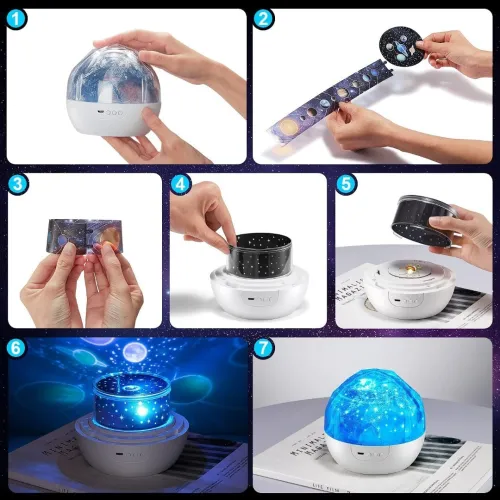 Projecteur Ciel Étoilé Enfant  Système Solaire Rotatif 360 + 5 Films Planètes