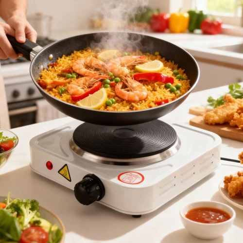 Plaque de Cuisson Électrique Portable 1000W Chauffe Rapide et Réglable