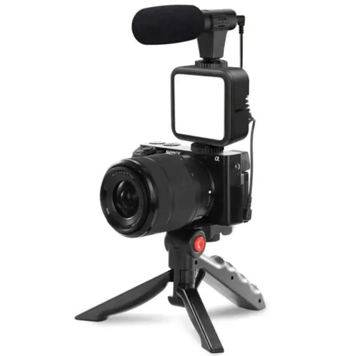 Kit Vidéo Complet pour Smartphone & Appareil Photo  Microphone + Éclairage LED Intégré