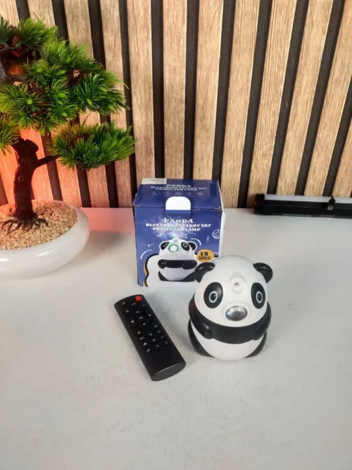 Veilleuse Panda Projecteur d'Étoiles  Haut-Parleur Bluetooth et 15 Modes d'Éclairage