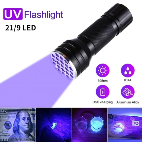 Lampe UV 21 LED - Outil dInspection Portable -détecteur des scorpions et faux billet