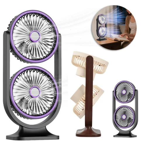 Ventilateur USB Double Tête  Refroidissement Réglable 3 Modes