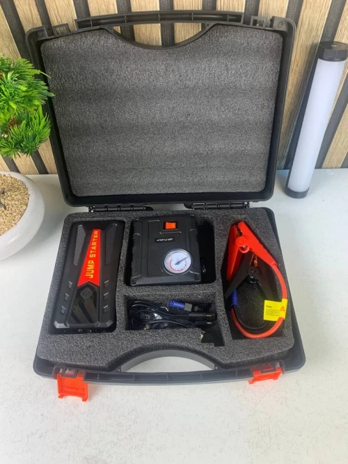 Booster Batterie Voiture avec Compresseur  2-en-1 Multifonction