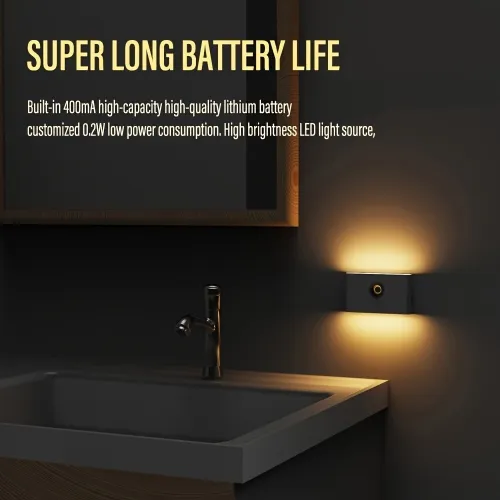 Lot de 2 Lampes Murales LED avec Capteur de Mouvement Rechargeables