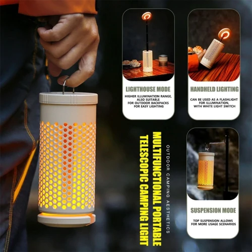 Lampe Rechargeable Camping Nid dAbeille avec 3 Modes de Couleur