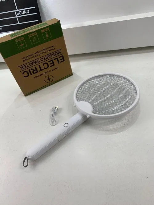 Tapette à Mouche électrique 3 en 1 3000V Rechargeable par USB  صاعق الناموس
