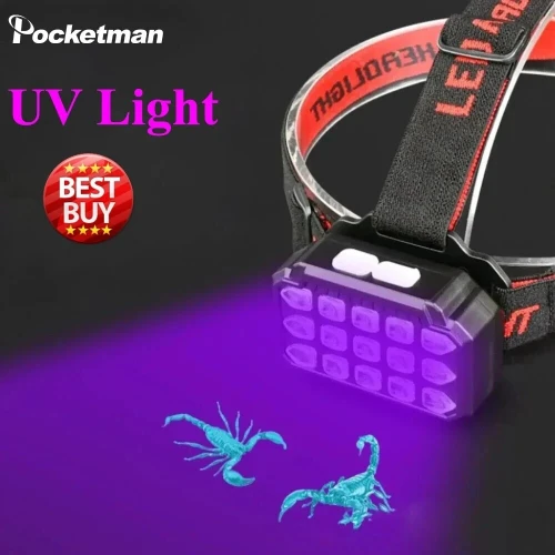 Lampe Frontale LED + UV SQ-818  Rechargeable et Puissante