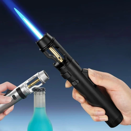 Briquet Jet Flamme Électrique - Sécurisé et Multifonction (Ouvre-Bouteille)