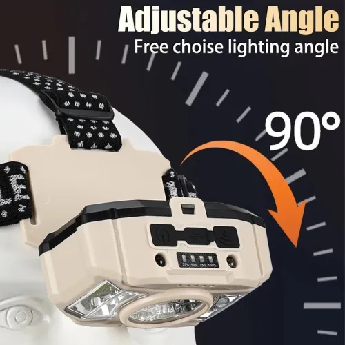 Lampe frontale LED COB à induction Rechargeable par USB 5 Modes 