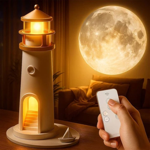 Veilleuse de Nuit Lune Magique  Projection LED avec Télécommande