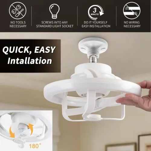 Lampe Ventilateur E27 RGB Éclairage Multicolore et Contrôle à Distance