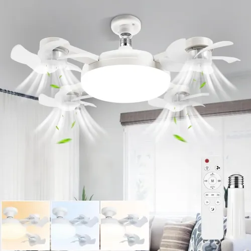 Plafonnier Ventilateur 2-en-1 F4  Télécommande et Lumière Réglable