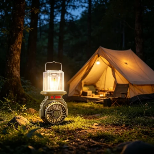 Lampe de Camping Multifonction  Éclairage et Ventilation 2-en-1