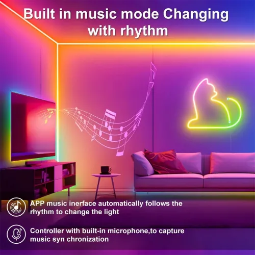 Ruban Lumineux Néon 3M RGB - Flexible, Waterproof avec Télécommande et Application