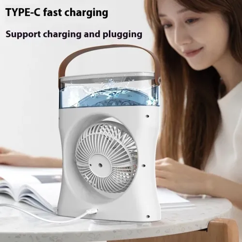 Ventilateur Portable avec Brumisation  3 Vitesses et USB et Éclairage