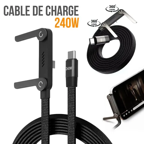 Câble Multifonction 240W  Charge Ultra Rapide avec Support