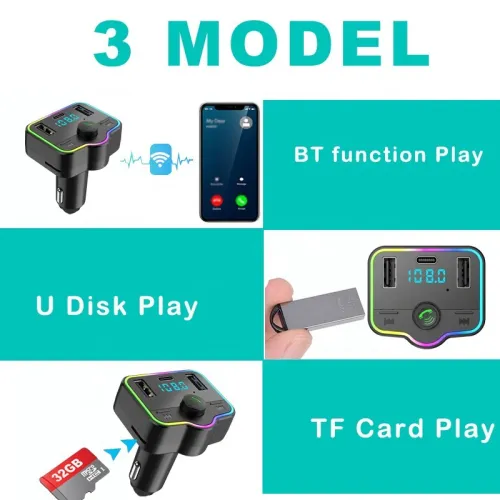 Émetteur FM Bluetooth Voiture  Charge Rapide 12-24V