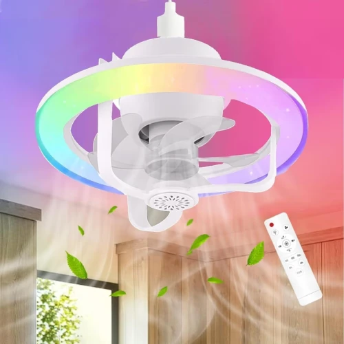 Lampe Ventilateur E27 RGB Éclairage Multicolore et Contrôle à Distance