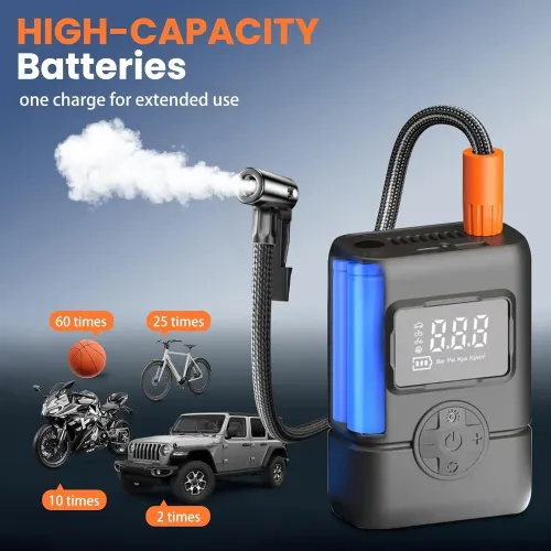 Gonfleur Électrique Portable  Manomètre Digital et Lumière LED