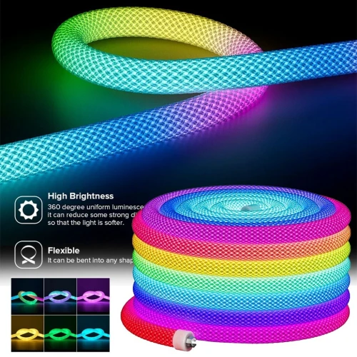 Ruban LED Néon RGB 360 Degrés  Design Réticulaire Flexible