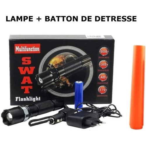 Lampe Torche LED Puissante SWAT  3 Modes dÉclairage et Zoom Ajustable