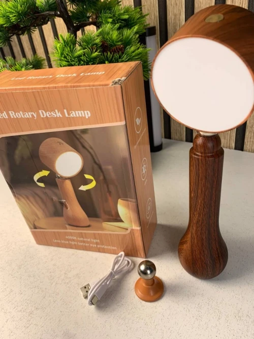 Lampe de Table LED en Bois  Sans Fil, Tactile, Lumière 4000K