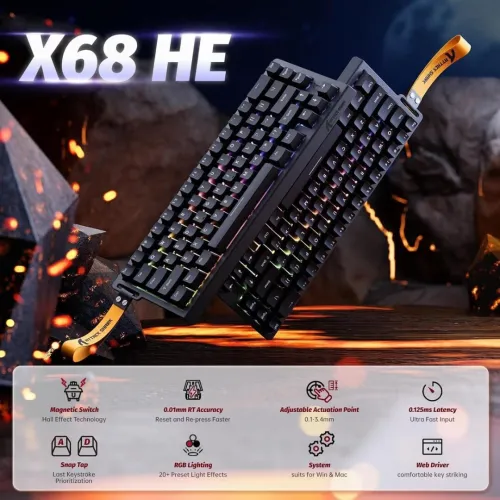 Clavier Gaming Magnétique Compact  60% avec Rapid Trigger