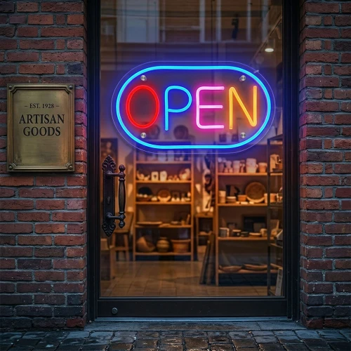 Panneau Néon LED Open  Signalisation Lumineuse Commerciale