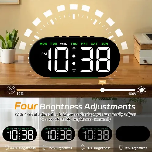 Réveil LED GH9003 avec Lumière dAmbiance et Affichage Clair